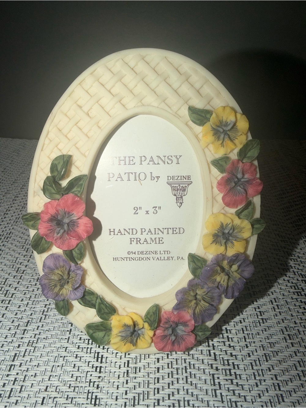 1994 Hand Painted Flora Picture Frame Mini- Desk Art -Decor Vintage